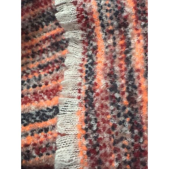 FREE PEOPLE BLANKET SCARF Orange Burgundy Oversized Art To Wear NWOT #5248 - Picture 10 of 10